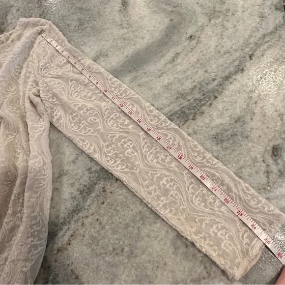 LOFT Sheer Lace Ivory Long Sleeve Blouse Size Large - Picture 9 of 12